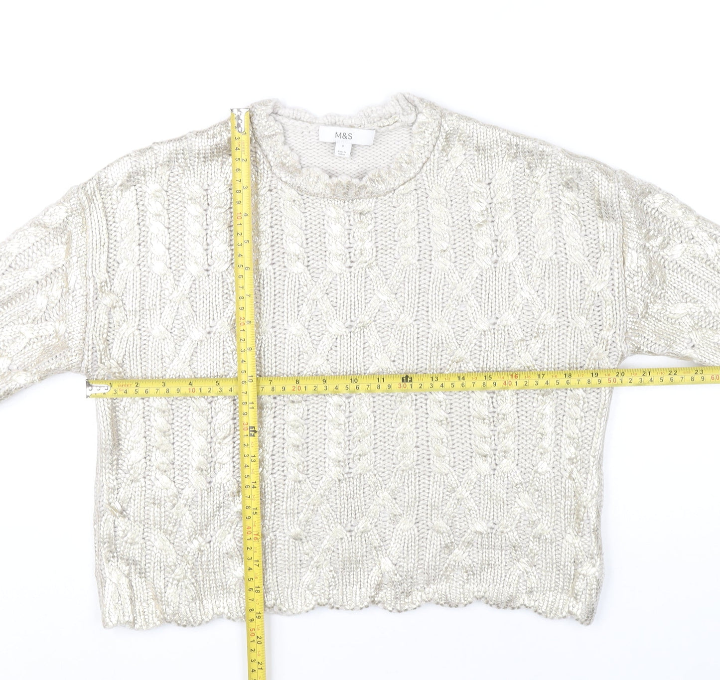 Marks and Spencer Womens Ivory Small Cable Knit Pullover Jumper
