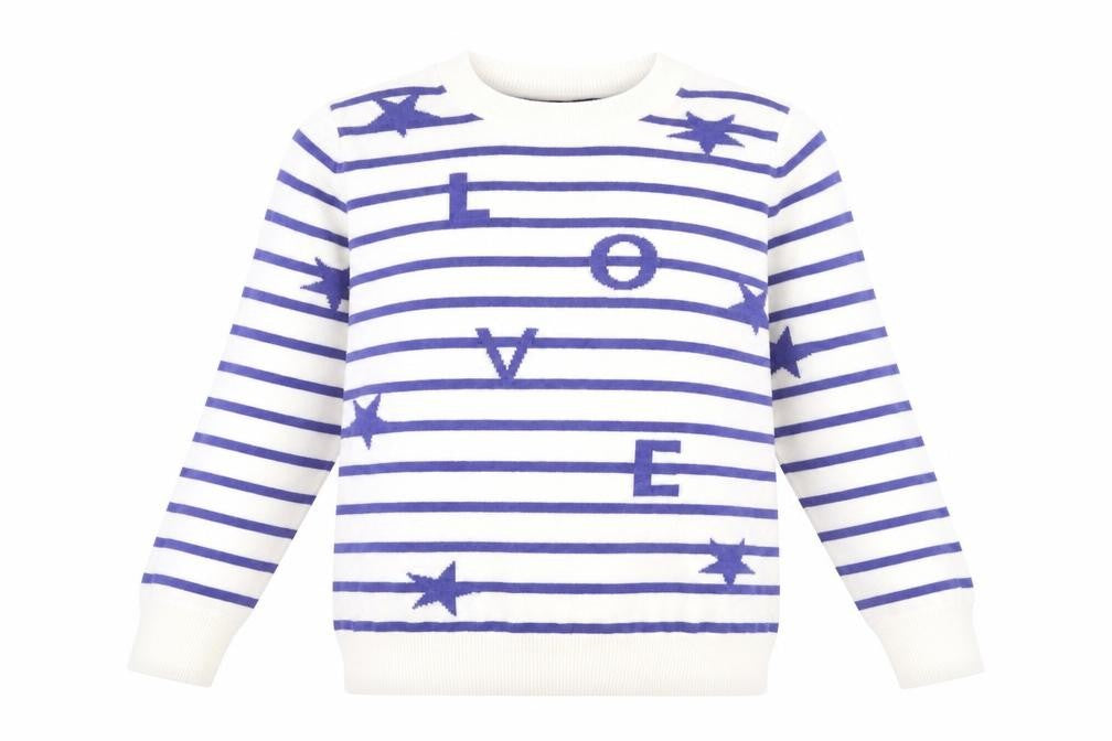 Marks & Spencer Women’s Blue Striped LOVE Jumper Size 12