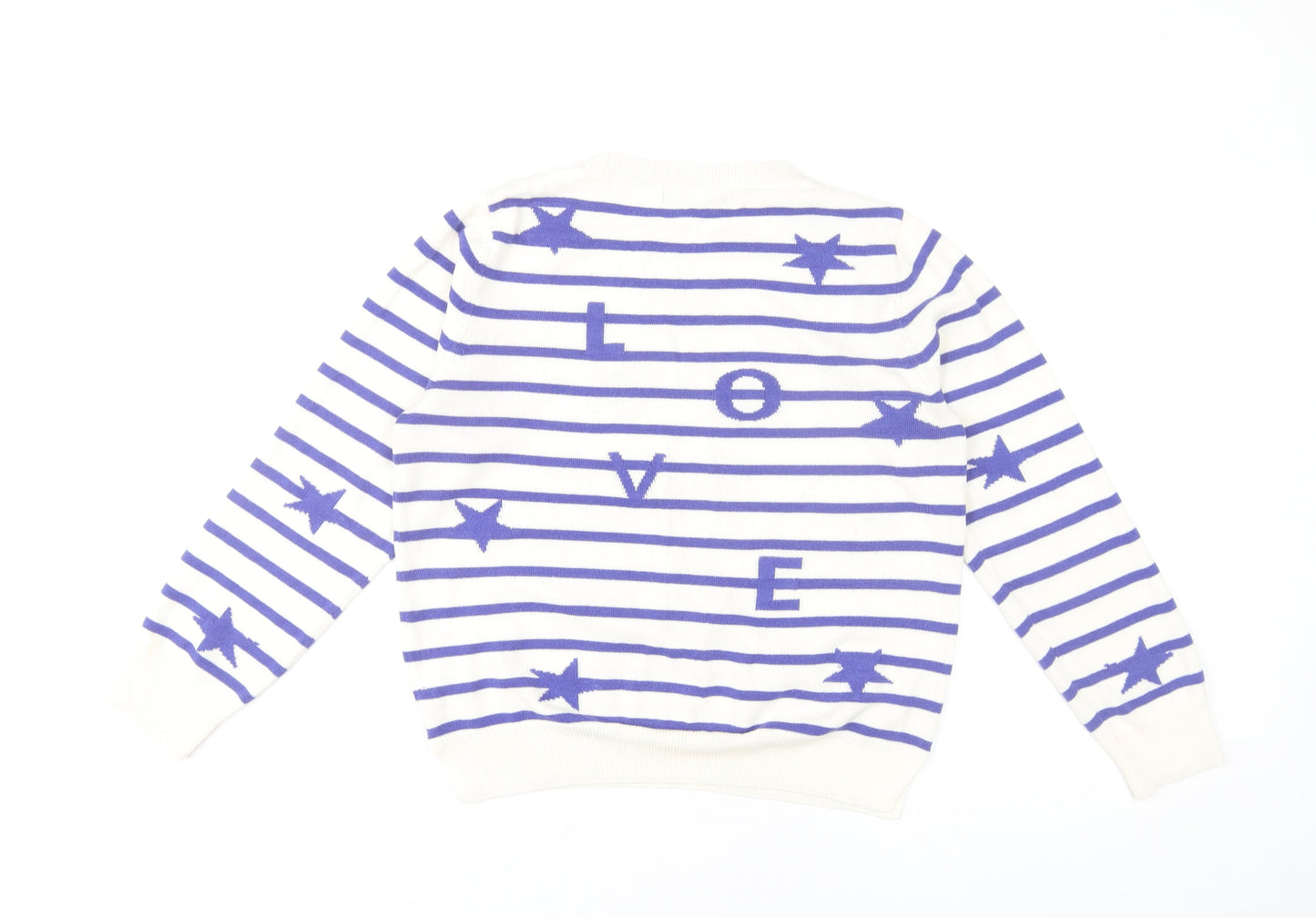 Marks and Spencer Women’s Blue Striped LOVE Jumper Size 12