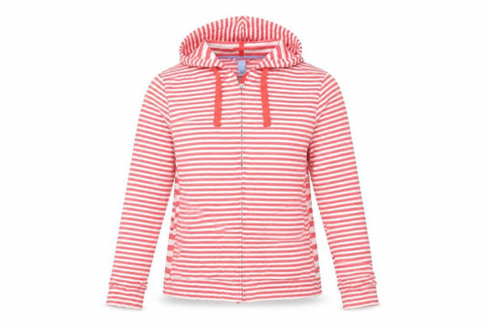 Joules Women’s Pink Striped Hooded Cotton Zip Jacket UK 12