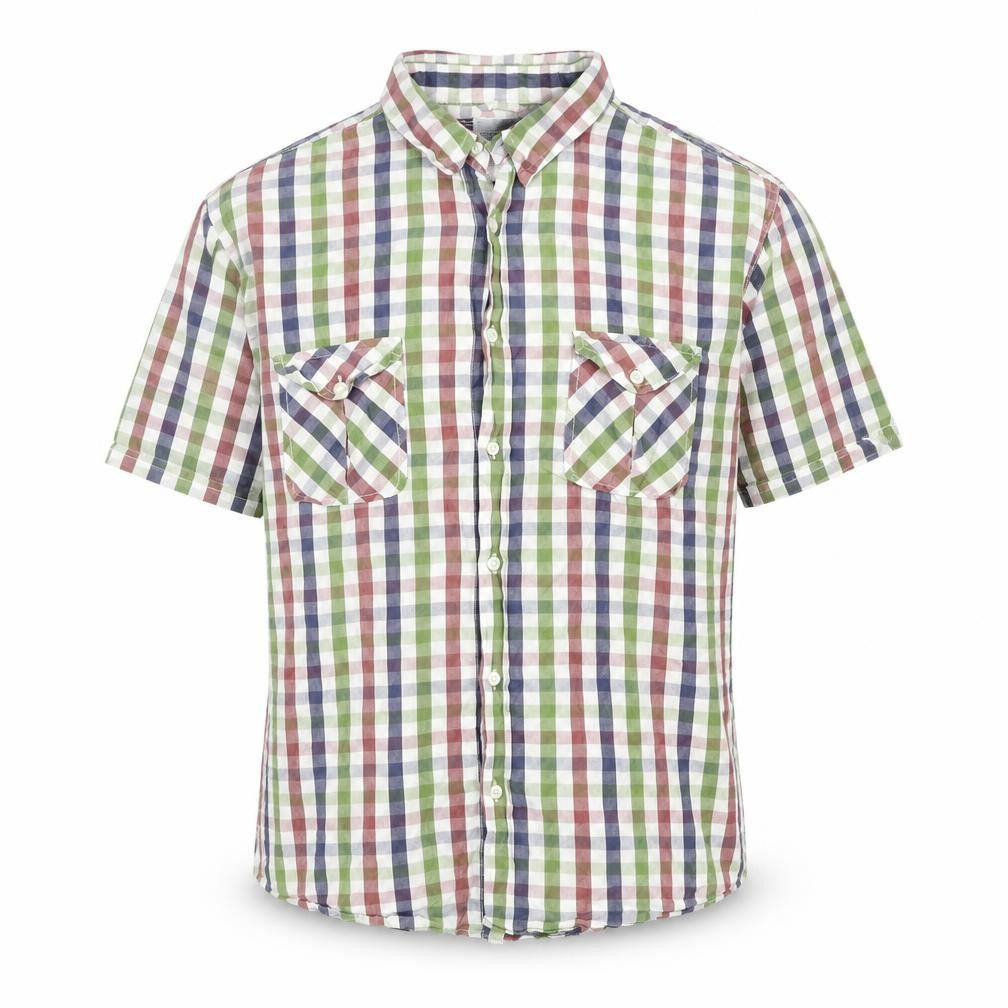 New Look Men’s Multicoloured XL Button-Up Short Sleeve Check Shirt