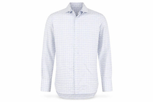 Haines & Bonner Men’s Blue Check Cotton Long Sleeve Button-Up Shirt 16.5 42in