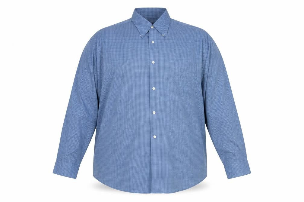 Van Heusen Men's Blue XL Button-Down Check Long Sleeve Shirt