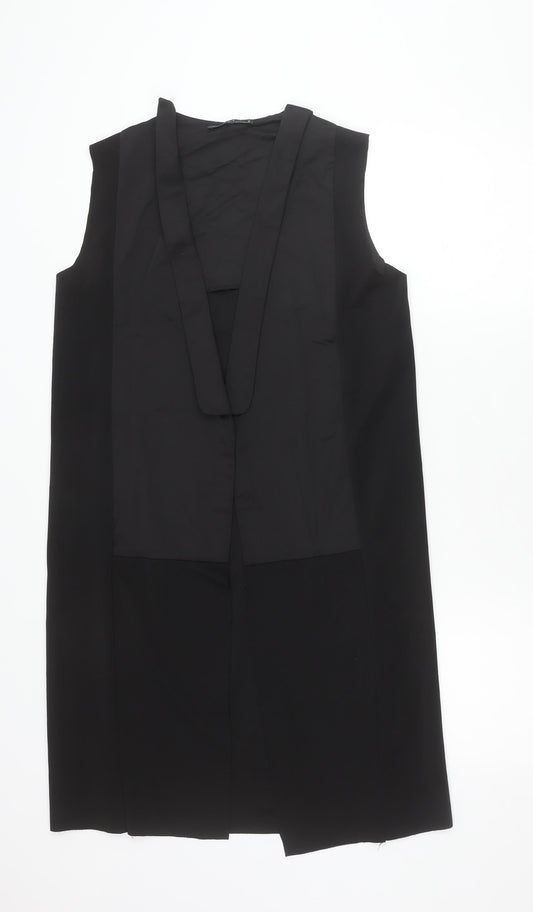 Zara Womens Black Waistcoat Size S Cotton Blend Sleeveless Longline