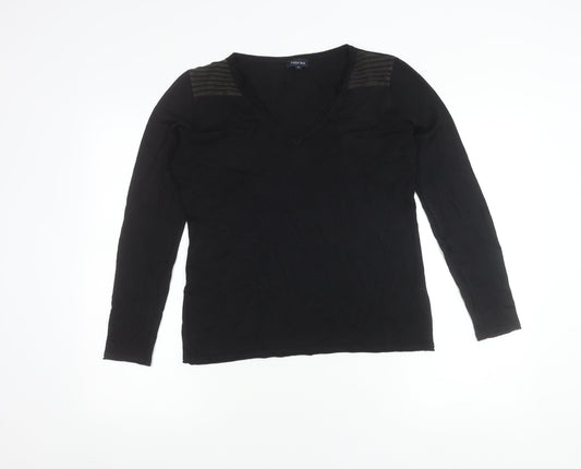 Fabrika Women’s Black Long Sleeve V-Neck Jersey Top Size S