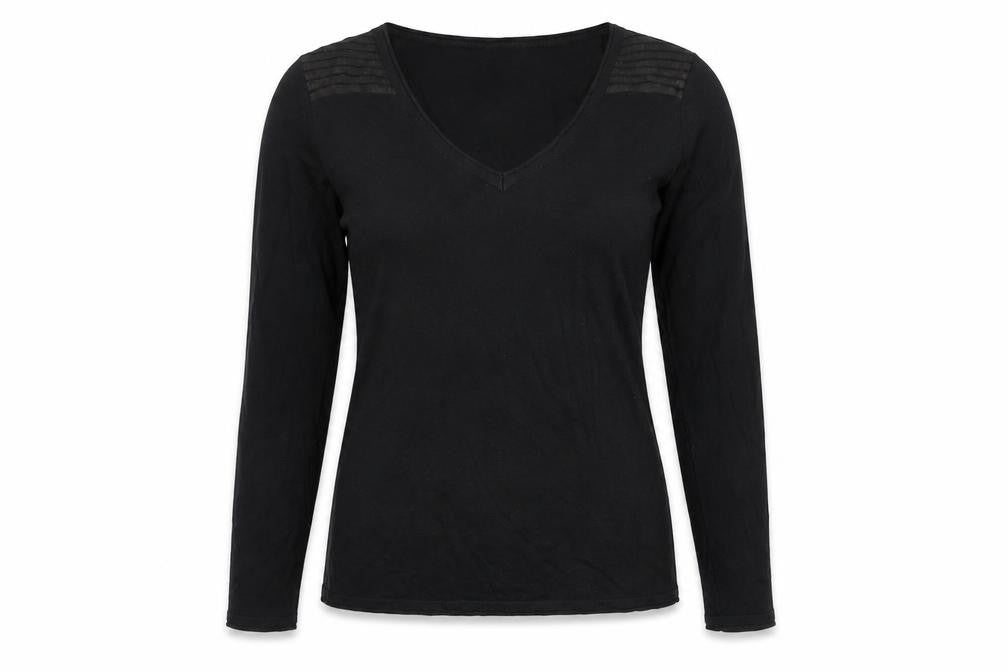 Fabrika Women’s Black Long Sleeve V-Neck Jersey Top Size S