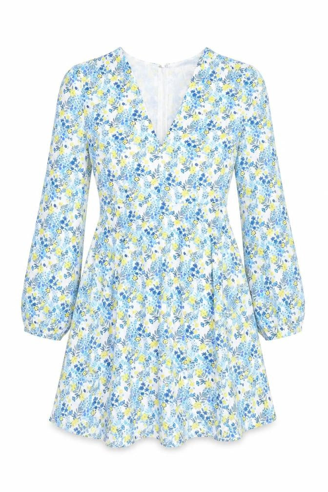 Glamorous Women’s Multicoloured Floral Mini Dress UK 8 V-Neck Long Sleeve