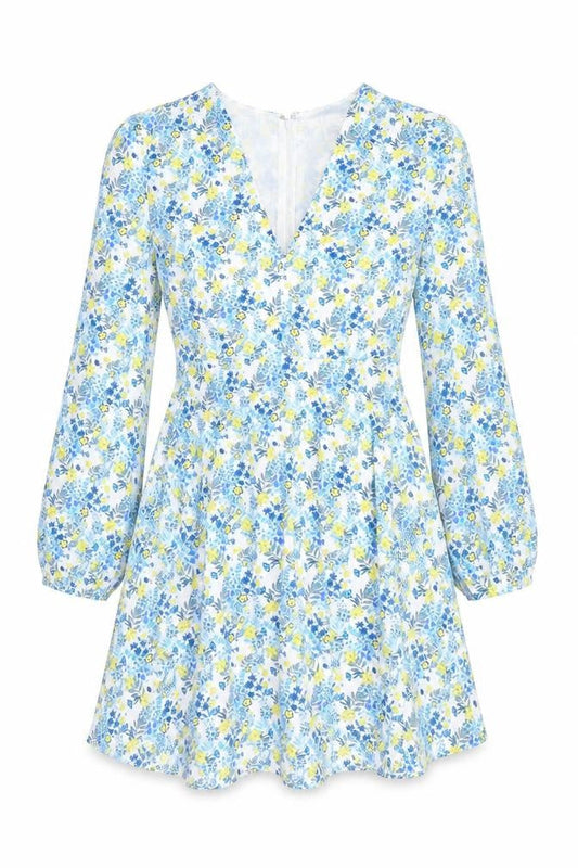 Glamorous Women’s Multicoloured Floral Mini Dress UK 8 V-Neck Long Sleeve