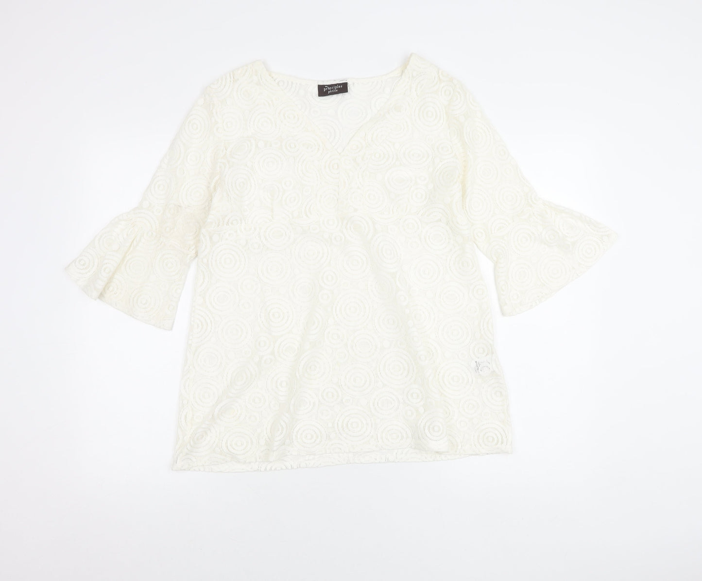 Principles Women Ivory Petite Size 16 Lace Tunic Blouse V-Neck