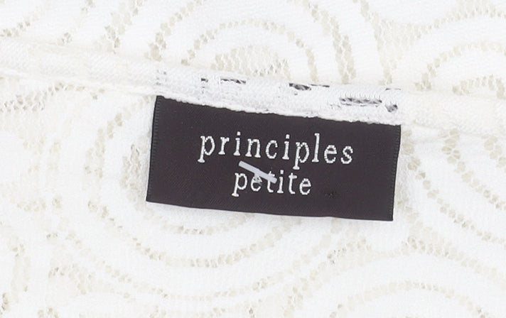 Principles Women Ivory Petite Size 16 Lace Tunic Blouse V-Neck