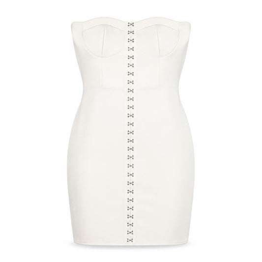 PRETTYLITTLETHING Women’s White Strapless Bodycon Dress Size 18