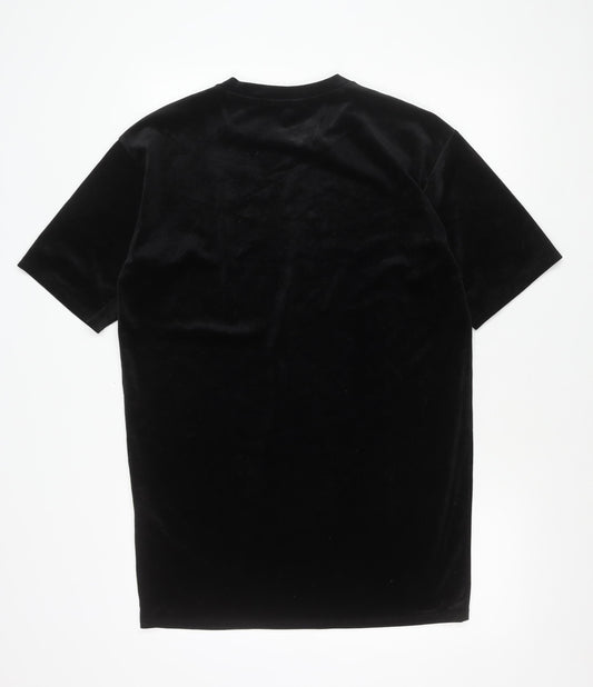 Monki Women’s Black Velvet XS Short Sleeve Crew Neck T-Shirt