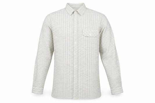 ShirtMaster Men’s White Check Long Sleeve Button-Up Shirt M 39in