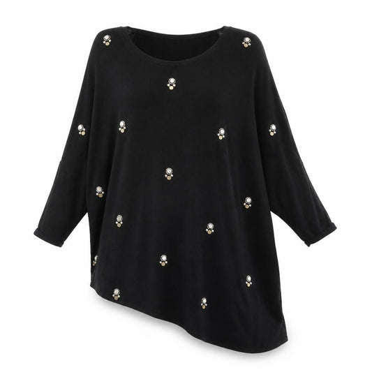 Phase Eight Women’s Black Beaded Pullover Jumper UK 8