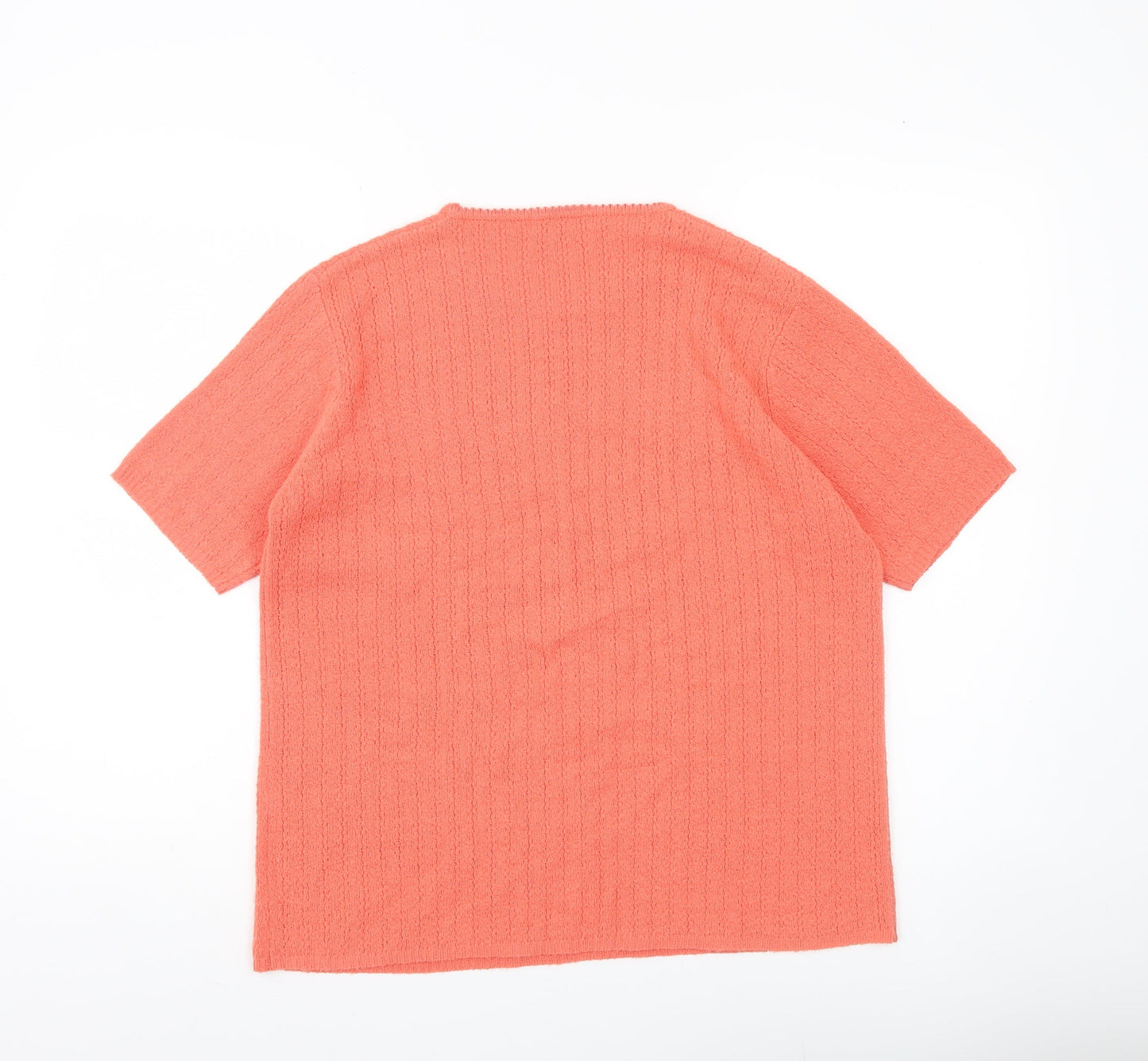 Berkertex Womens Orange Pullover Jumper Size 18 Short Sleeve Knit