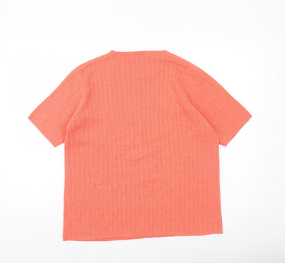 Berkertex Womens Orange Pullover Jumper Size 18 Short Sleeve Knit