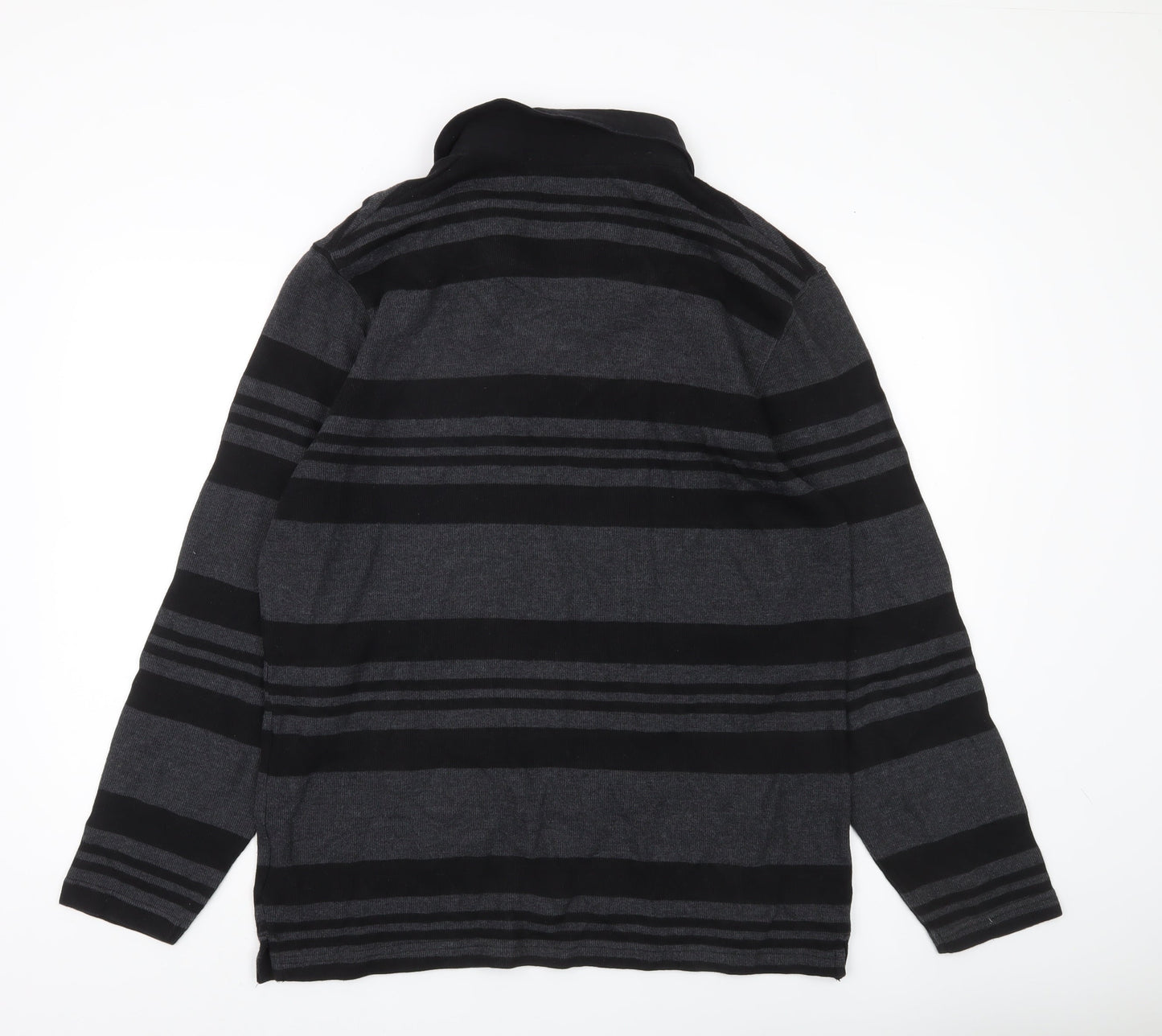 Stone Bay Men’s Grey Striped Collared Henley Sweatshirt Size L