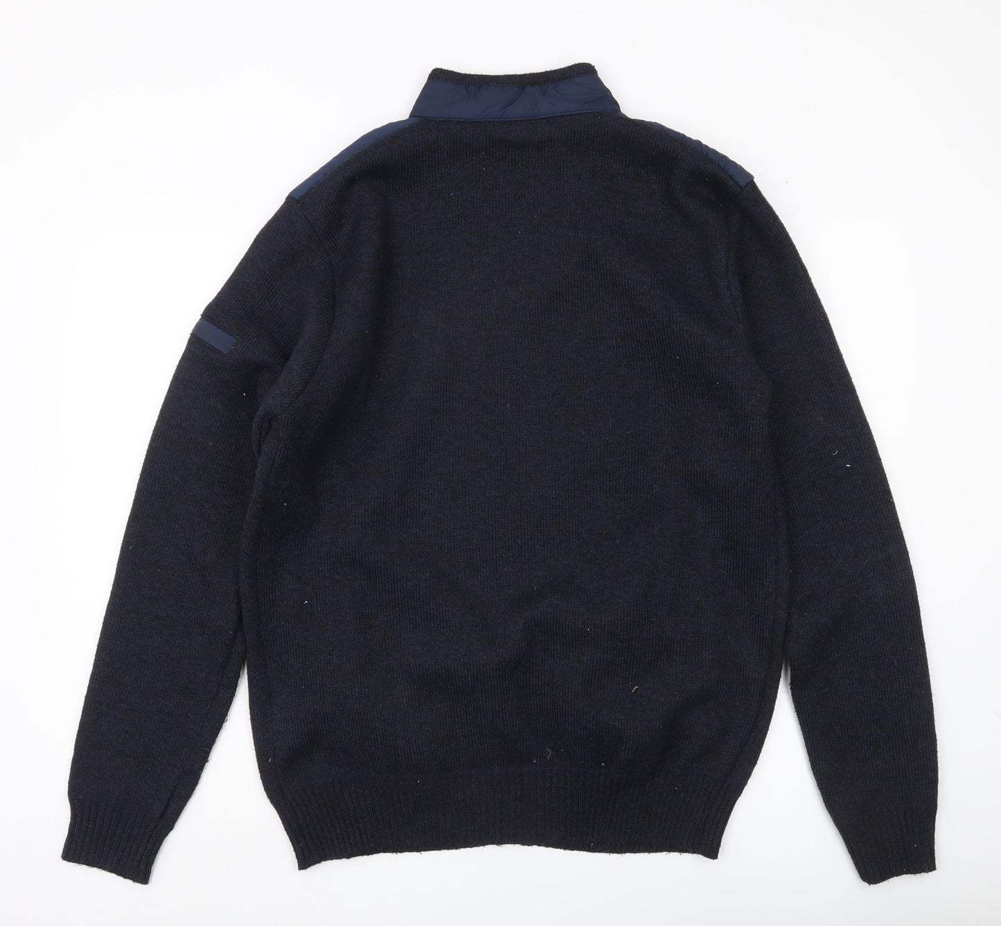 Brave Soul Mens Blue XL Full Zip High Neck Jumper with Logo
