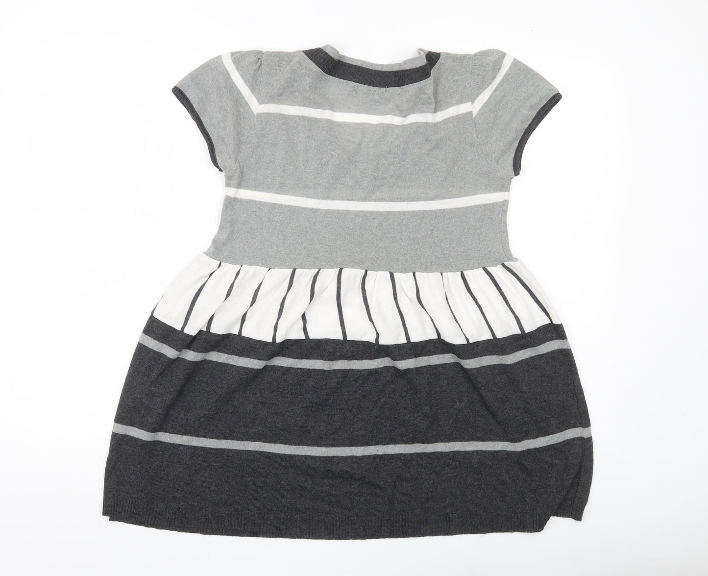 James Lakeland Women’s Grey Striped Tunic Jumper Size 14 Short Sleeve Knit