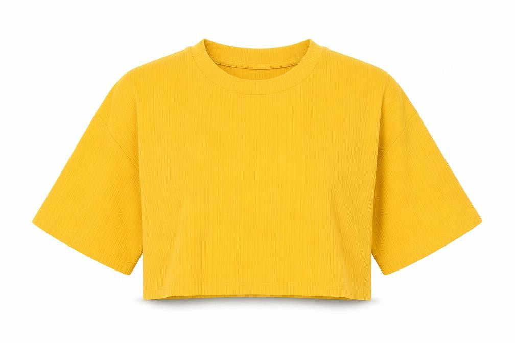 Monki Women Yellow Cropped T-Shirt Size S Short Sleeve Jersey Top