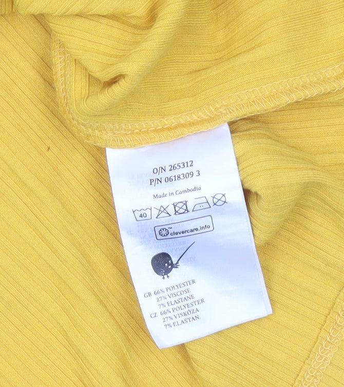 Monki Women Yellow Cropped T-Shirt Size S Short Sleeve Jersey Top