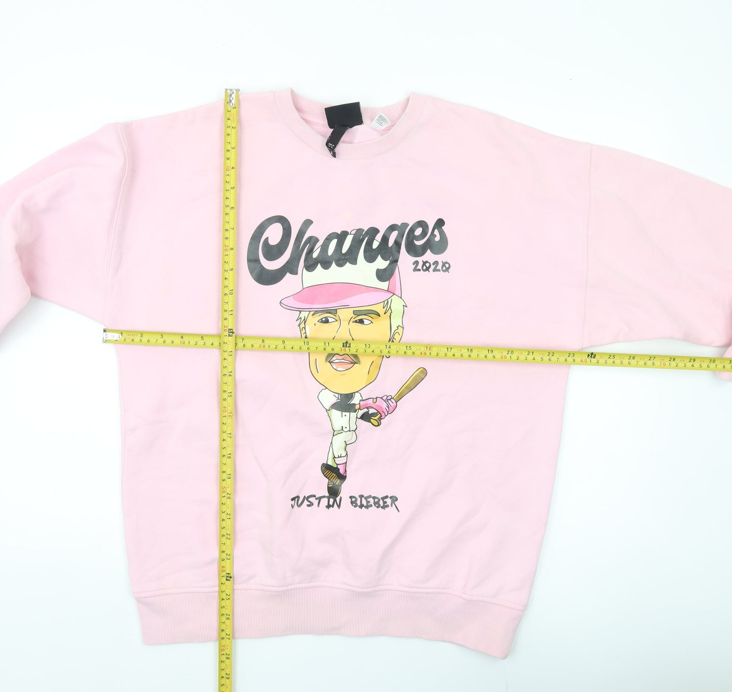 H&M Men’s Pink Justin Bieber Graphic Sweatshirt M Relaxed Fit