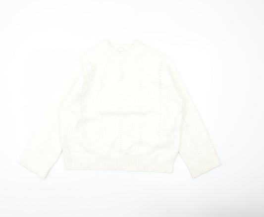 Marks and Spencer Women’s Ivory Chunky Knit Mock Neck Jumper M