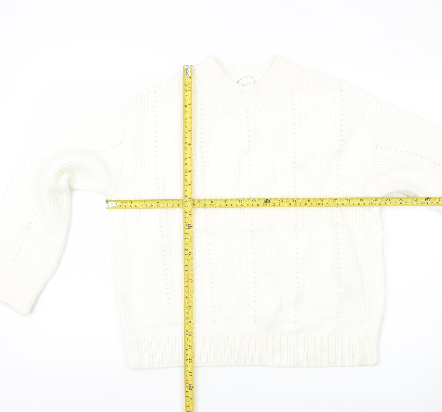 Marks and Spencer Women’s Ivory Chunky Knit Mock Neck Jumper M