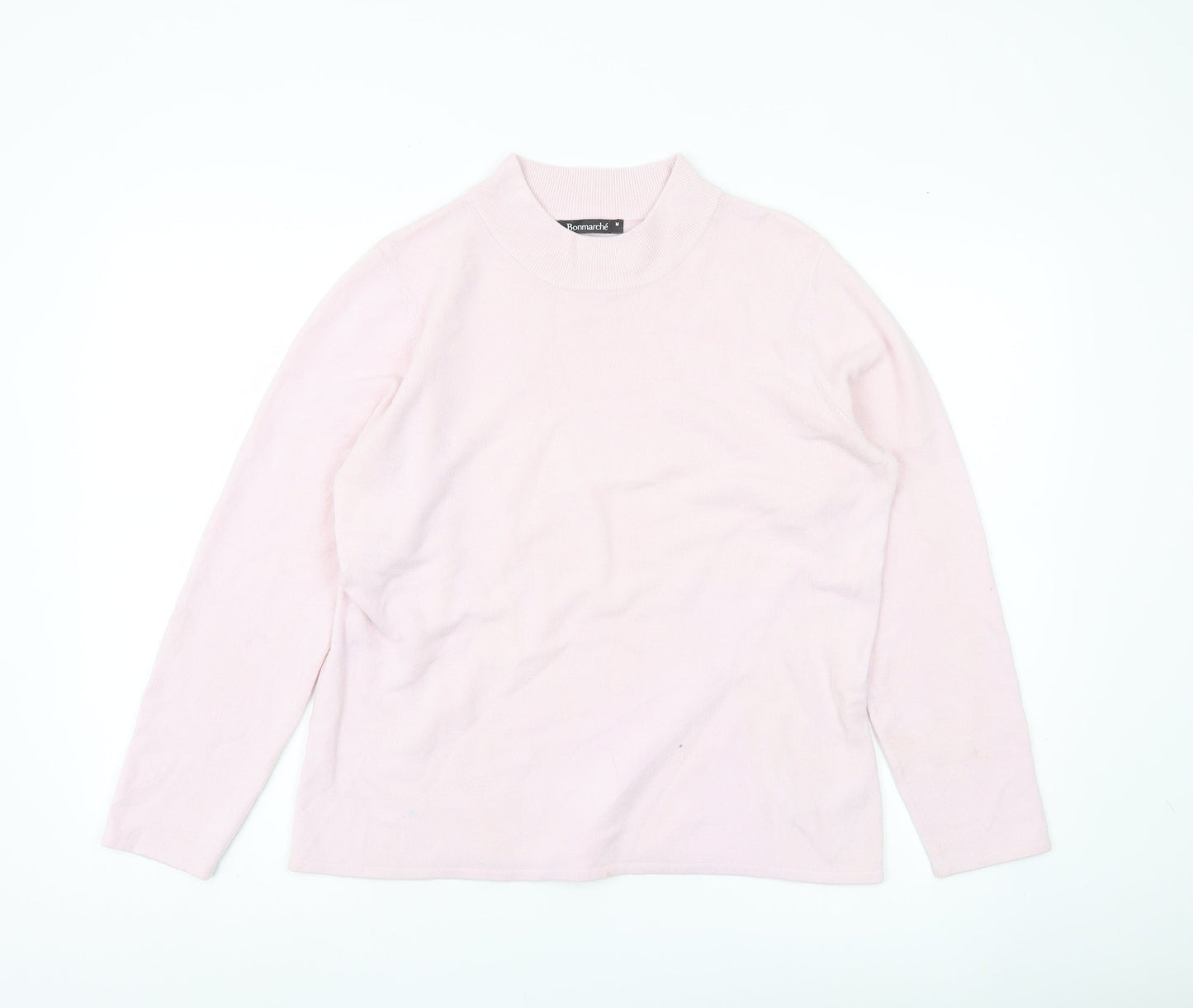 Bonmarché Women’s Pink Mock Neck Pullover Jumper Size M
