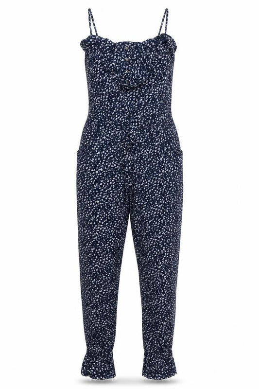 Marks & Spencer Women’s Blue Floral Cotton Sleeveless Jumpsuit UK 8