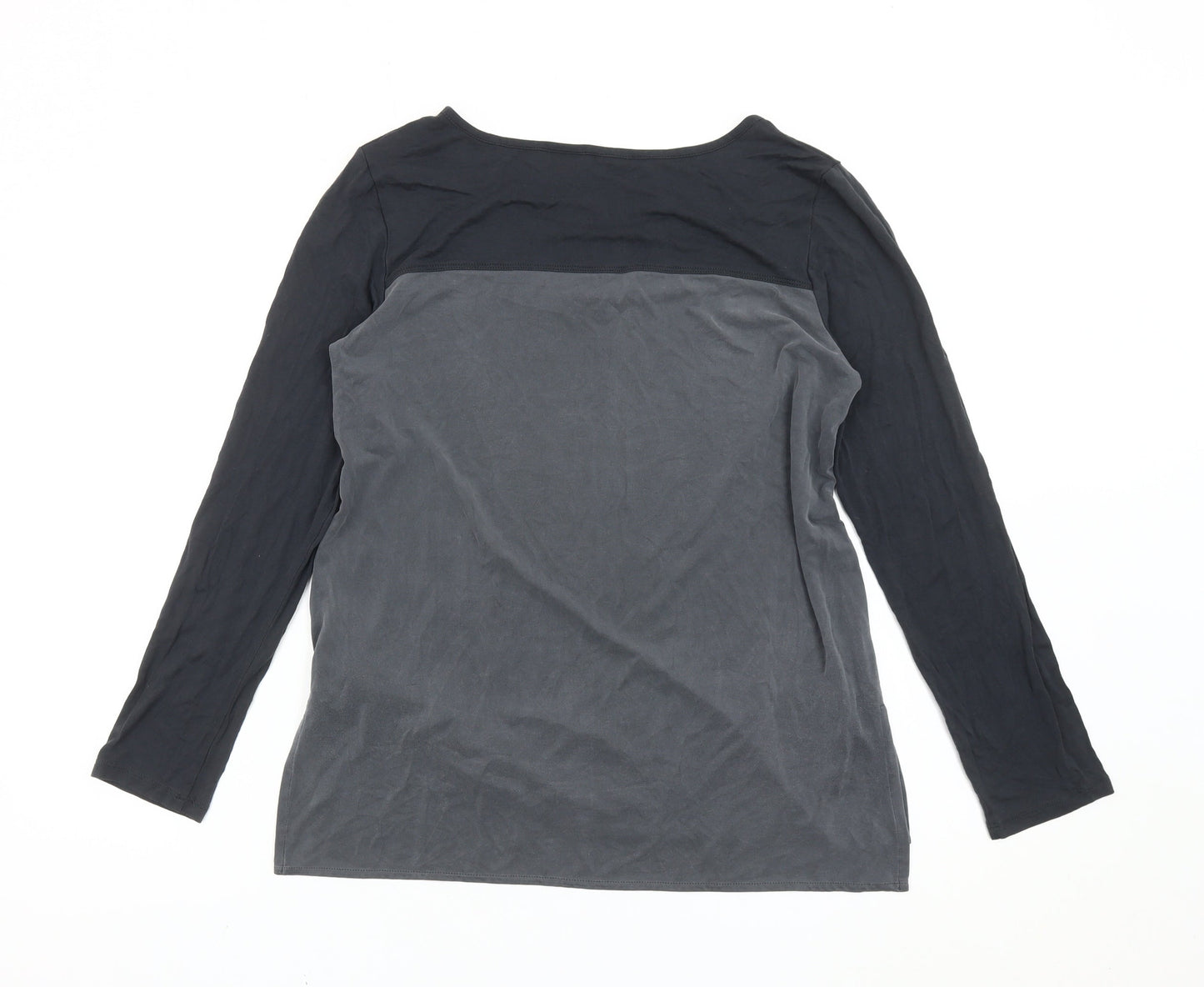 Cynthia Rowley Womens Black Grey Long Sleeve Scoop Neck T-Shirt Size S