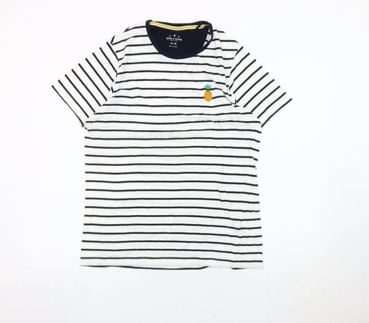 Denim & Flower Womens White Striped Pineapple T-Shirt Size 12