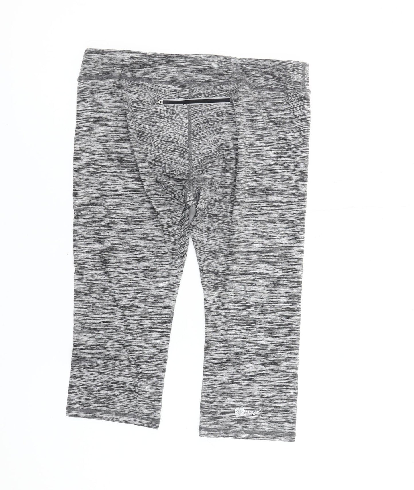 Superdry Womens Grey Capri Leggings Size M Slim Fit Gym Training