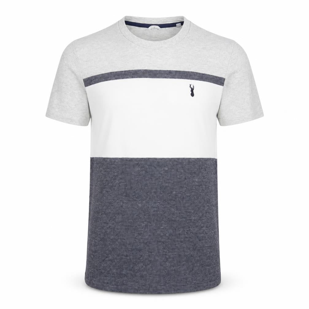 Next Men's XS Grey White Blue Colourblock Cotton T-Shirt