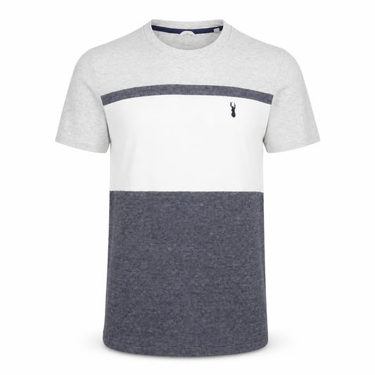 Next Men's XS Grey White Blue Colourblock Cotton T-Shirt
