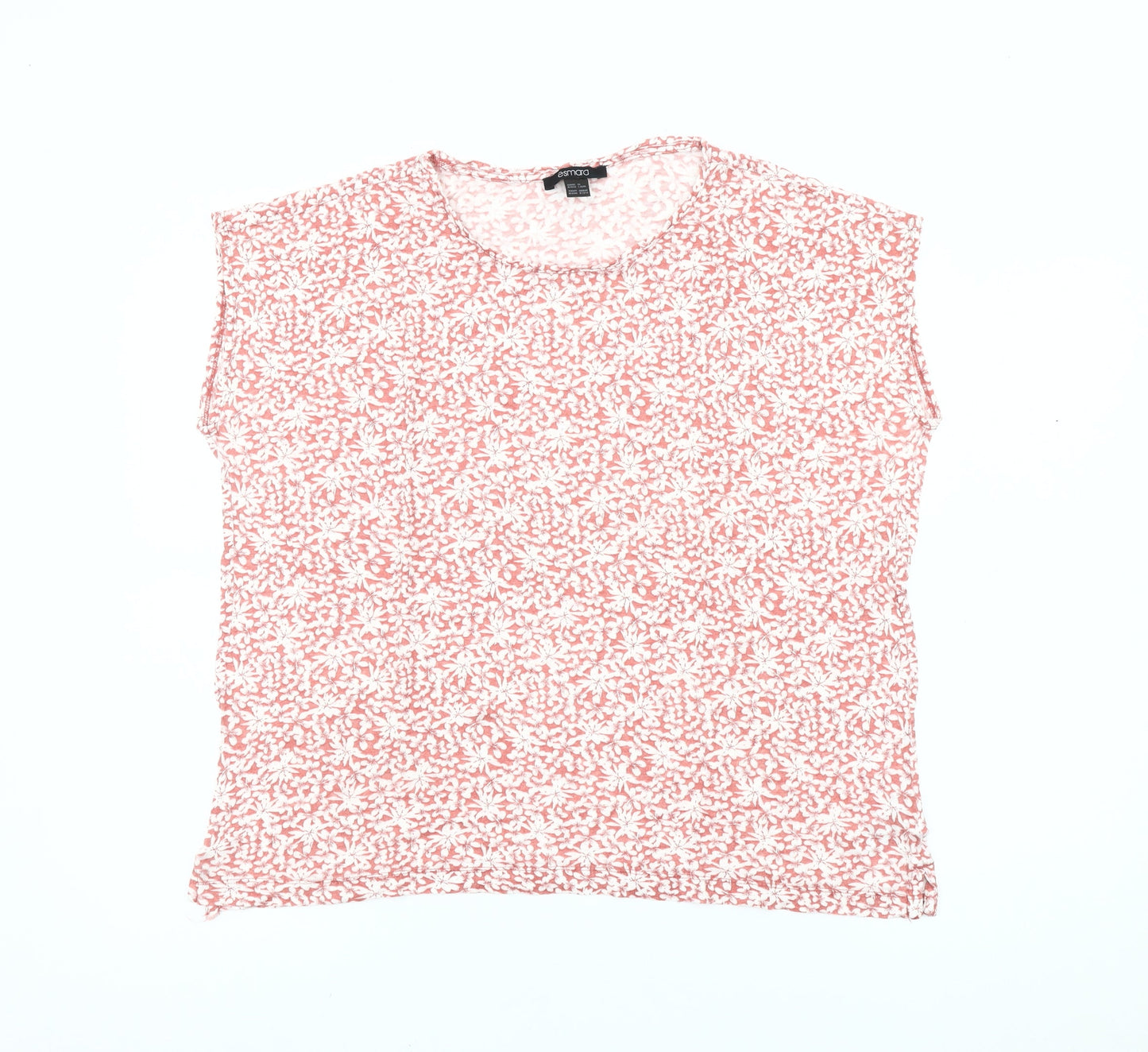Esmara Womens Pink Floral Cotton Sleeveless T-Shirt Size 12