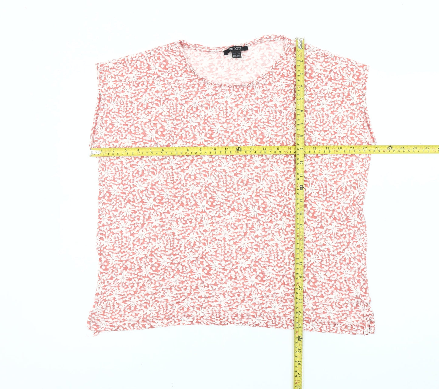 Esmara Womens Pink Floral Cotton Sleeveless T-Shirt Size 12