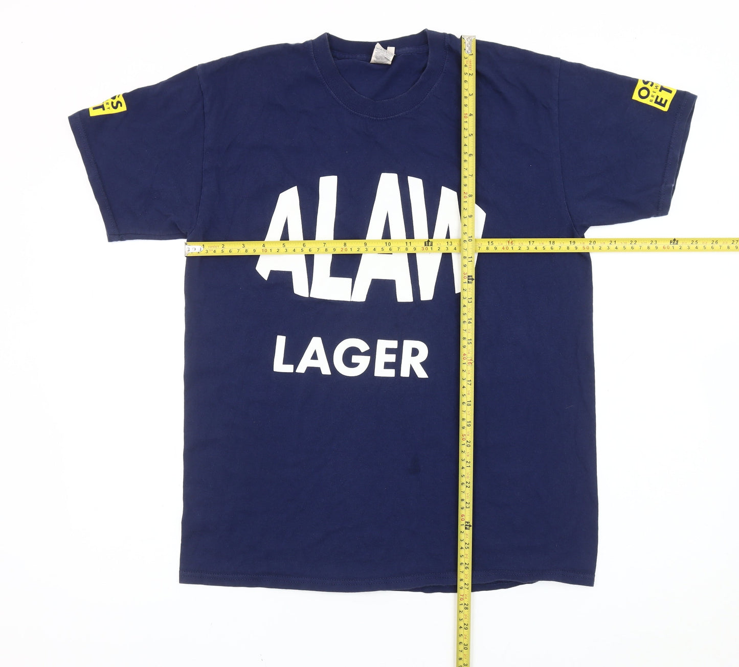Fruit of the Loom Mens Blue L ALAW Lager Graphic T-Shirt Cotton