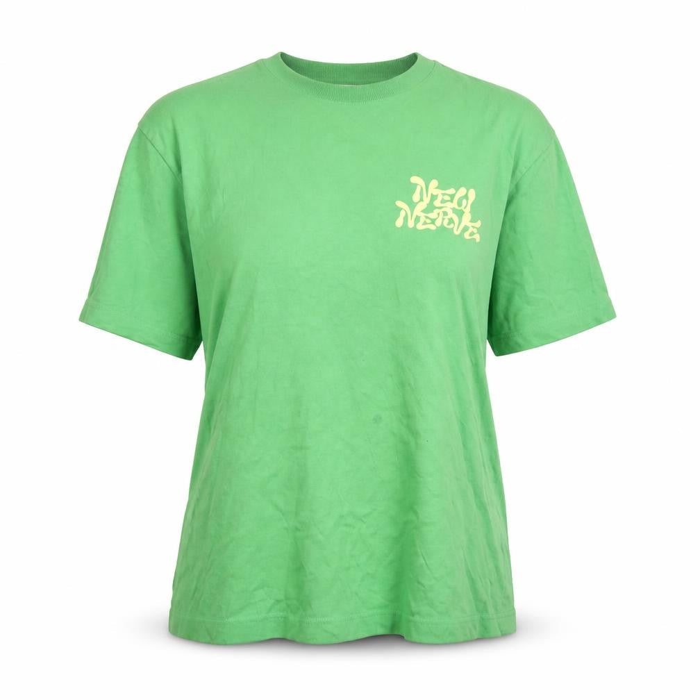 H&M Women Green Relaxed Fit Cotton Graphic T-Shirt Size S
