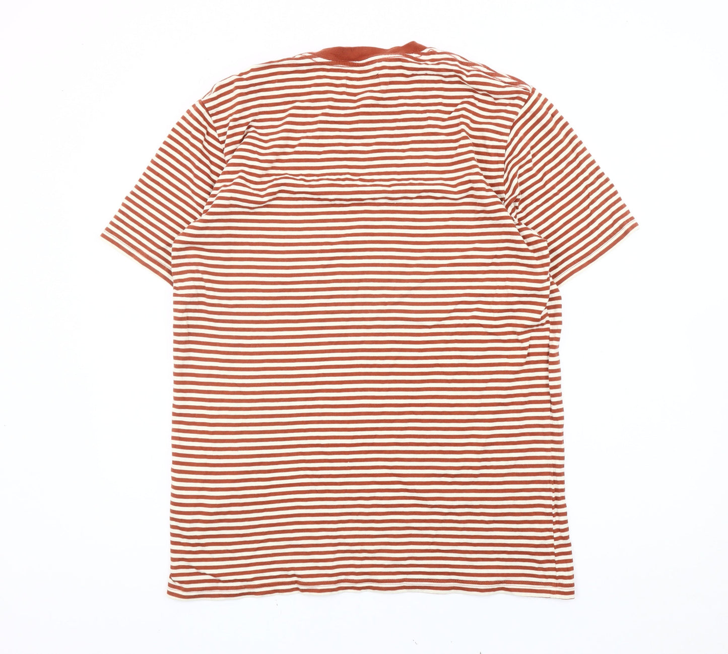 Brixton Men’s Brown Striped Cotton T-Shirt XL Crew Neck