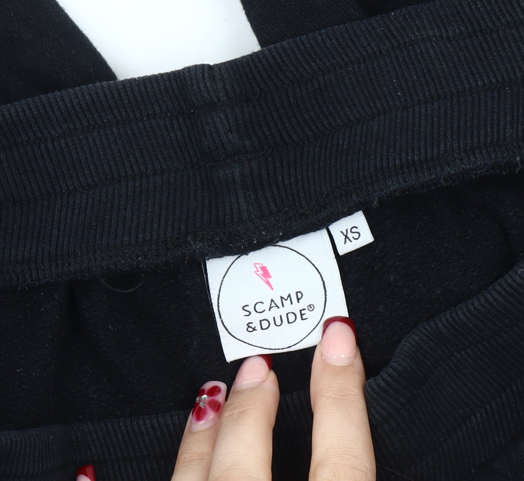 Scamp & Dude Women Black XS Jogger Trousers Cotton Side Stripe