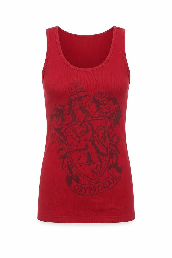 Harry Potter Gryffindor Women Red Tank Top L Cotton Scoop Neck