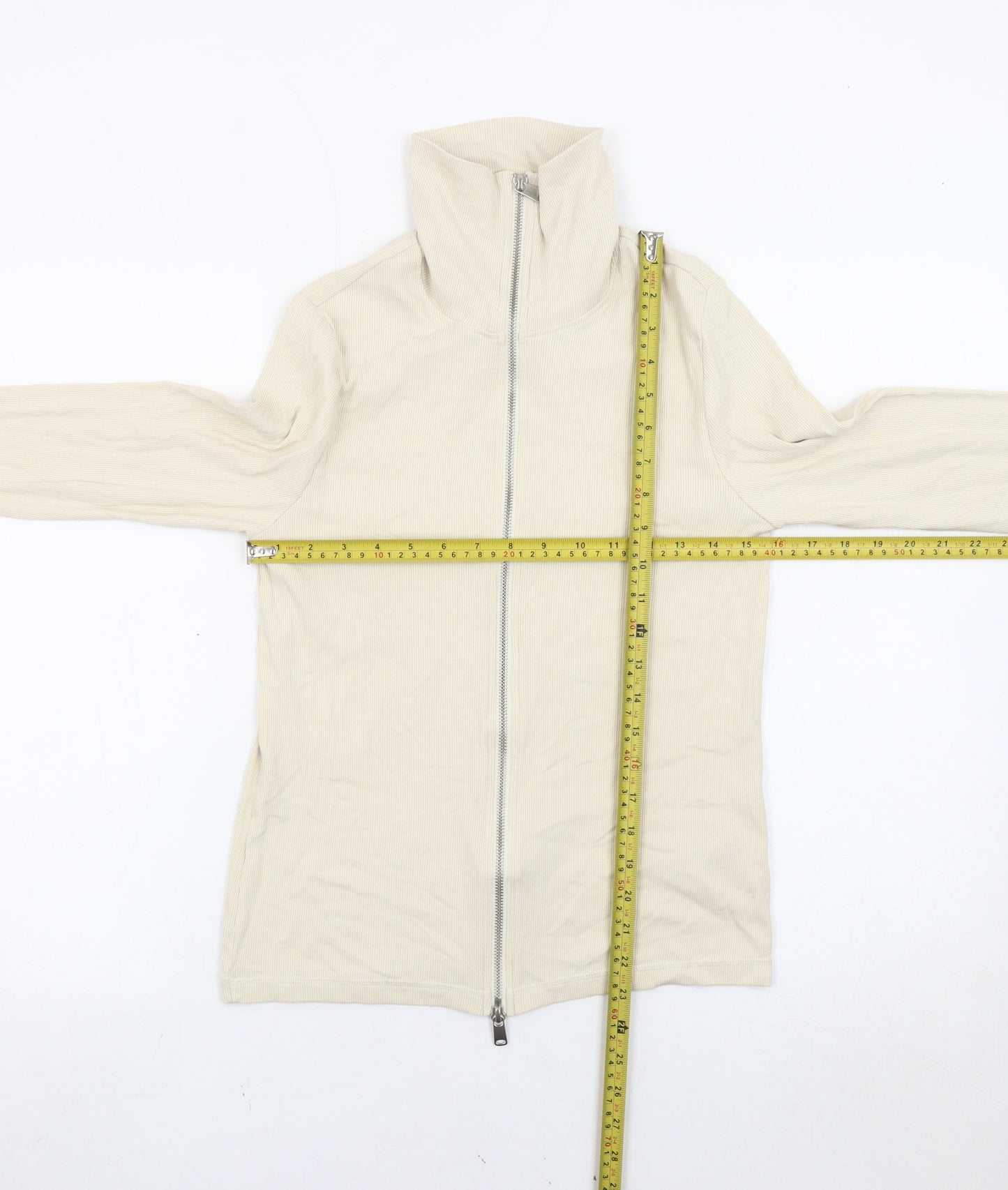 Marks and Spencer Womens Beige Cotton Full Zip Jacket Size 12