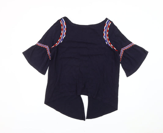 Marks and Spencer Womens Blue Size 12 Cotton Tunic Blouse