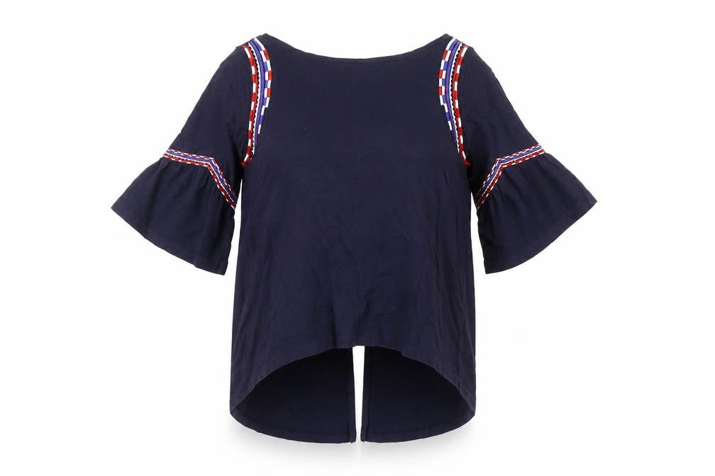 Marks & Spencer Womens Blue Size 12 Cotton Tunic Blouse