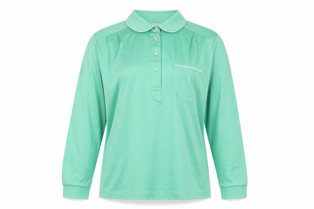 Bellino Womens Green Polo Shirt Size 16 Long Sleeve Vintage
