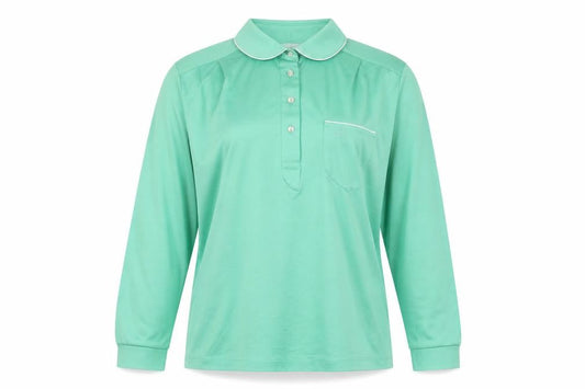 Bellino Womens Green Polo Shirt Size 16 Long Sleeve Vintage