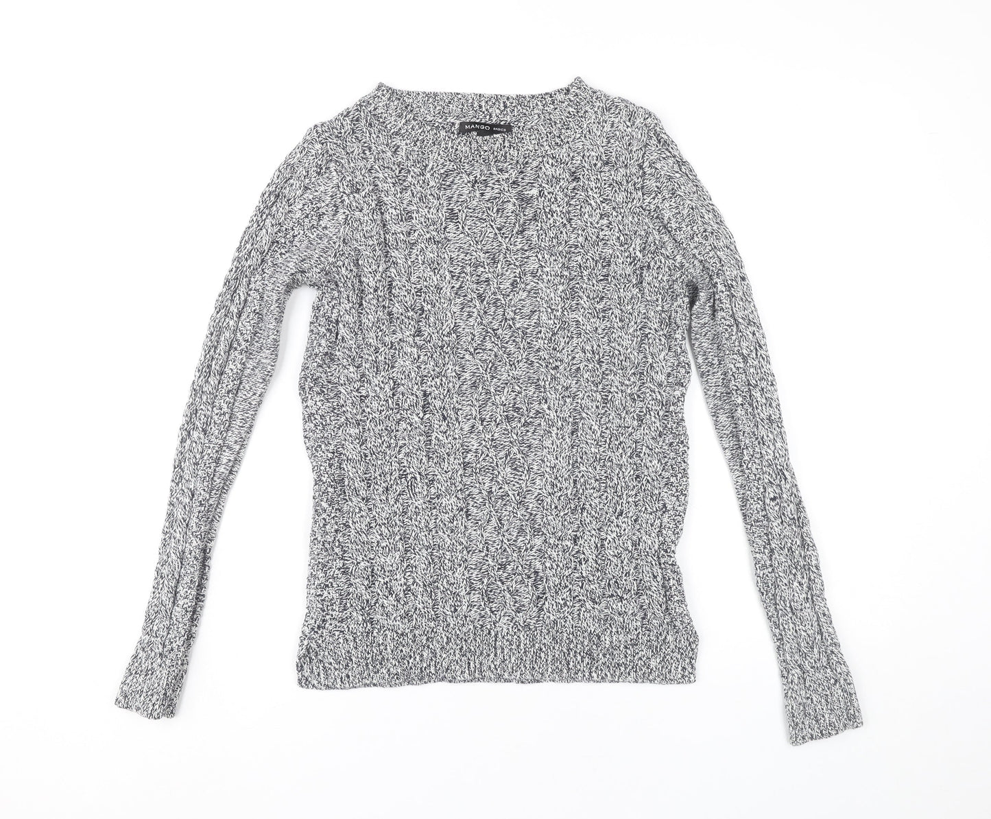 Mango Women’s Grey Cable-Knit Pullover Jumper Size 12