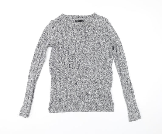 Mango Women’s Grey Cable-Knit Pullover Jumper Size 12