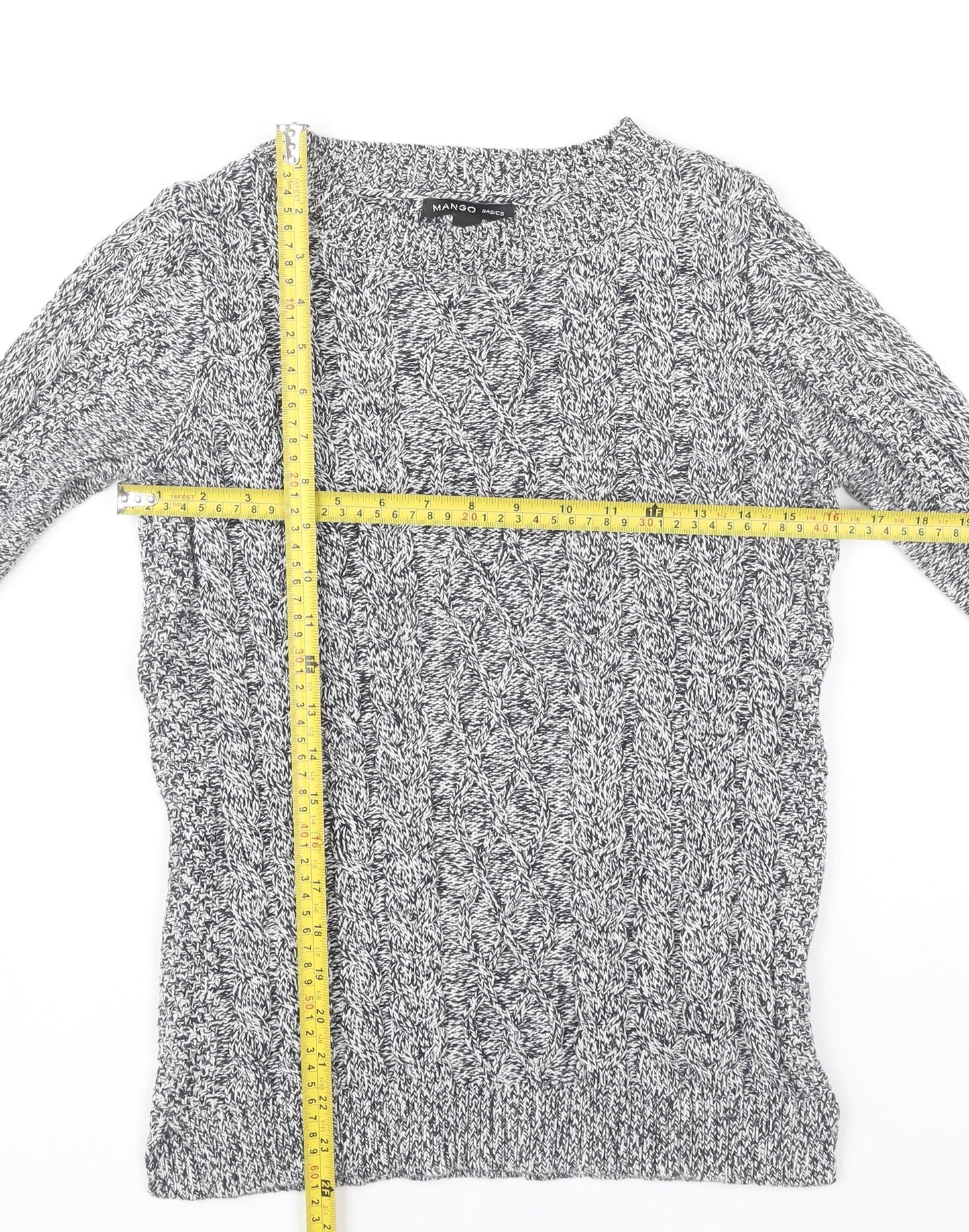 Mango Women’s Grey Cable-Knit Pullover Jumper Size 12